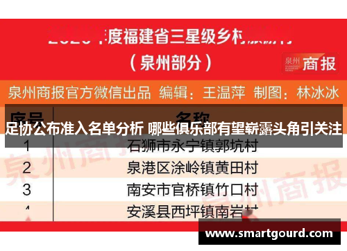 足协公布准入名单分析 哪些俱乐部有望崭露头角引关注